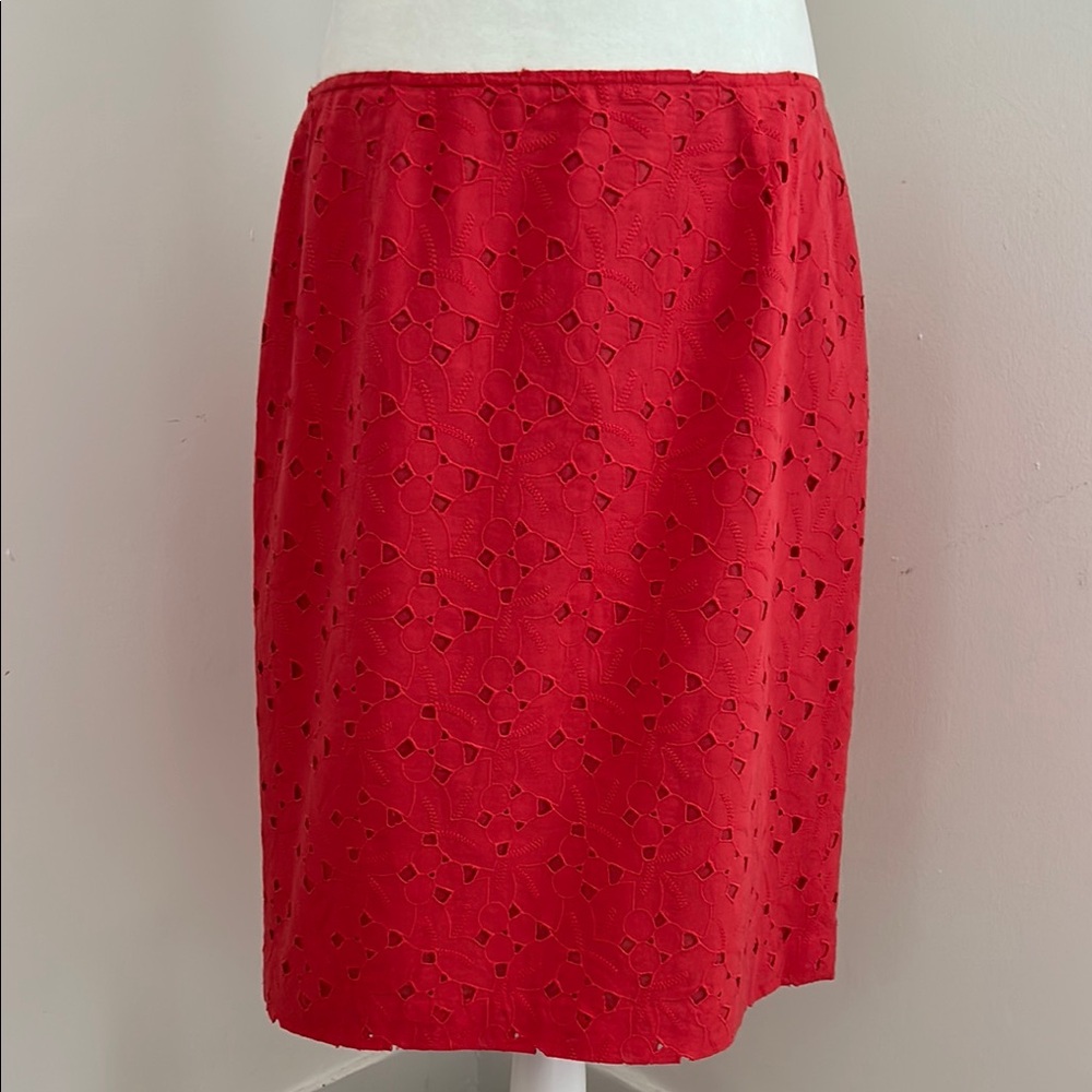 Jones New York Dark Orange Cotton Eyelet A Line Skirt sz 10